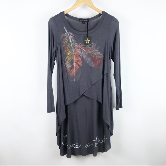 living doll Tops - NWT “free as a bird” high low top